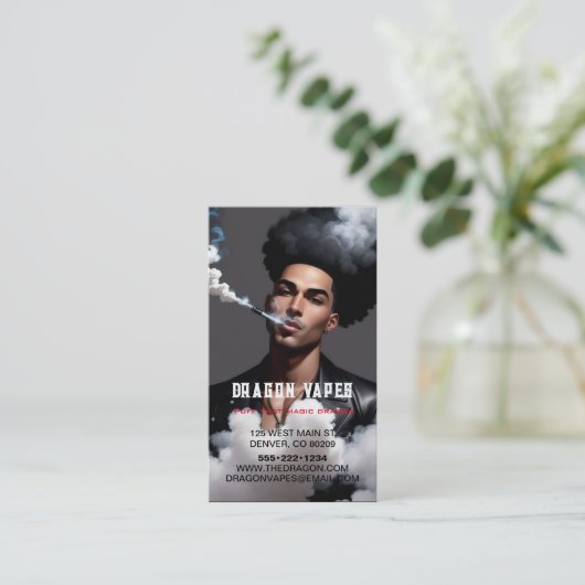 Vapor Vape Plume of Smoke Black & White Business Visitekaartje (Staand voorkant)