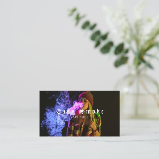 Vapor Vape Plume of Smoke Black & White Visitekaartje (Staand voorkant)