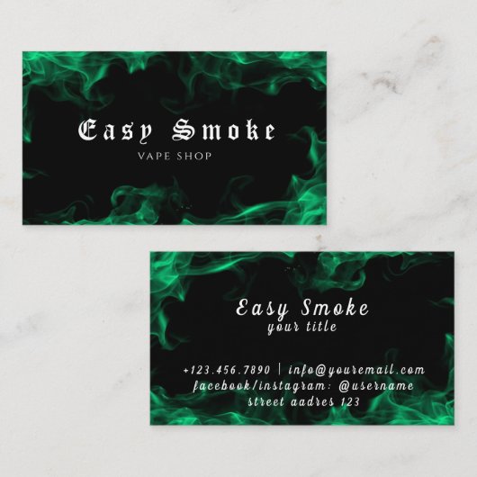 Vapor Vape Plume of Smoke Black & White Visitekaartje (Voorkant / Achterkant)