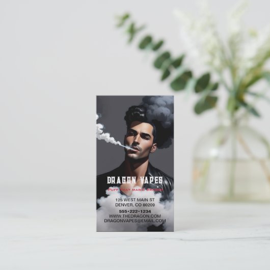 Vapor Vape Plume of Smoke Black & White Visitekaartje (Staand voorkant)