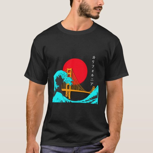 Vaporgolf esthetisch Japan Golden Gate Bridge T-shirt (Voorkant)