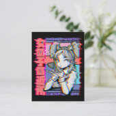 Vaporgolf esthetisch Japans recro Anime Girl Briefkaart (Staand voorkant)