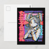 Vaporgolf esthetisch Japans recro Anime Girl Briefkaart (Voorkant / Achterkant)