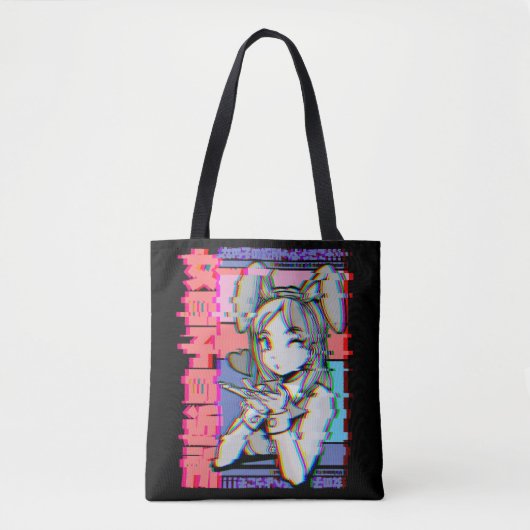 Vaporgolf esthetisch Japans recro Anime Girl Tote Bag (Voorkant)