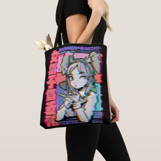 Vaporgolf esthetisch Japans recro Anime Girl Tote Bag (Dichtbij)