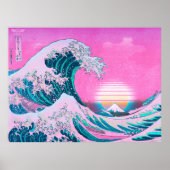 Vaporgolf esthetische Golf van Kanagawa Sunset Poster (Voorkant)