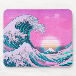 Vaporgolf esthetische Great Wave Sunset Muismat