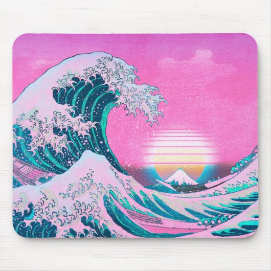 Vaporgolf esthetische Great Wave Sunset Muismat (Voorkant)