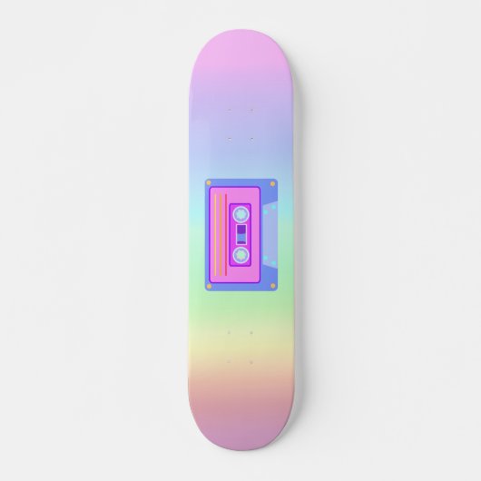 Vaporgolf esthetische regenboog 90s audio-cassette persoonlijk skateboard (Voorkant)