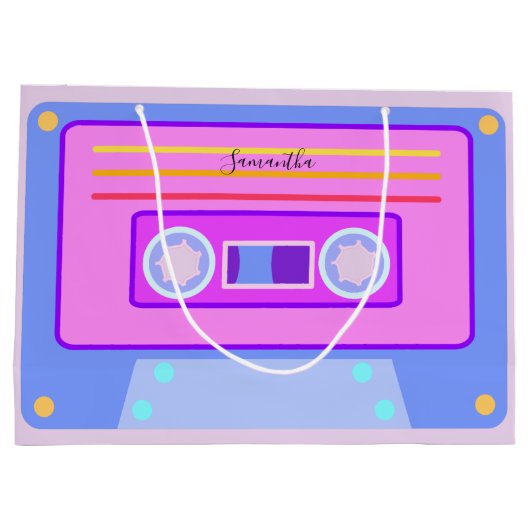 Vaporgolf-esthetische retroflector roze 90s audio- groot cadeauzakje (Achterkant)