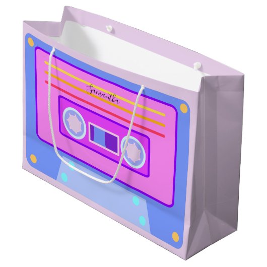 Vaporgolf-esthetische retroflector roze 90s audio- groot cadeauzakje (Voorkant Gekanteld)