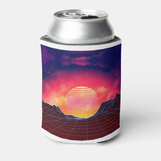 Vaporgolflandschap met rotsen blikjeskoeler (Blikje Achterkant)