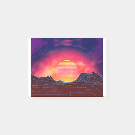 Vaporgolflandschap met rotsen post-it® notes (Voorkant)