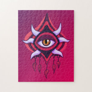 Vaporware Demon Eye - Kleurrijke Gotiek Legpuzzel