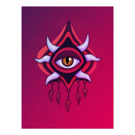 Vaporware Demon Eye - Kleurrijke Gotiek Perfect Poster