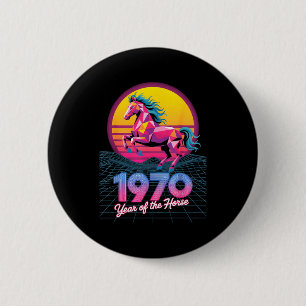 Vaporwave 2026 Jaar Paard 1978 48ste Verjaardag Fo Ronde Button 5,7 Cm