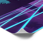 Vaporwave 80s Neon Grid Synthwave Art Poster (Hoek)