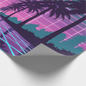Vaporwave 80s Neon Grid Synthwave Art Poster Cadeaupapier (Hoek)