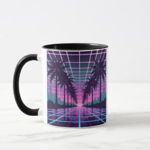 Vaporwave 80s Neon Grid Synthwave Art Poster Mok