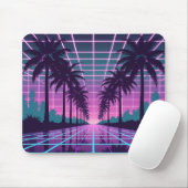 Vaporwave 80s Neon Grid Synthwave Art Poster Muismat (Met muis)
