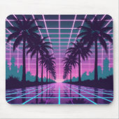 Vaporwave 80s Neon Grid Synthwave Art Poster Muismat (Voorkant)