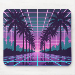 Vaporwave 80s Neon Grid Synthwave Art Poster Muismat