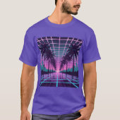 Vaporwave 80s Neon Grid Synthwave Art Poster T-shirt (Voorkant)