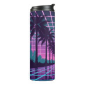 Vaporwave 80s Neon Grid Synthwave Art Poster Thermosbeker (Gedraaid links)