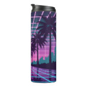 Vaporwave 80s Neon Grid Synthwave Art Poster Thermosbeker (Geroteerd rechts)