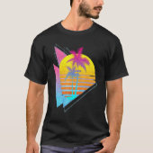 Vaporwave 80s Palm Trees Retro Sunset Tropical Sum T-shirt (Voorkant)