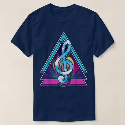 Vaporwave 90s Art Music Lover Synthwave Treble Cle T-shirt (Design voorkant)
