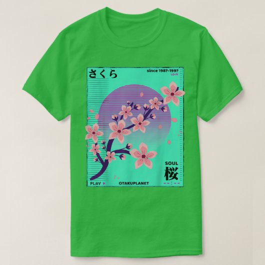 Vaporwave 90s Cherry Blossom Retro Japanse Grung T-shirt (Design voorkant)