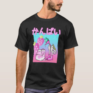 Vaporwave aardbei Melk Drink vogelkanpai Fun T-shirt
