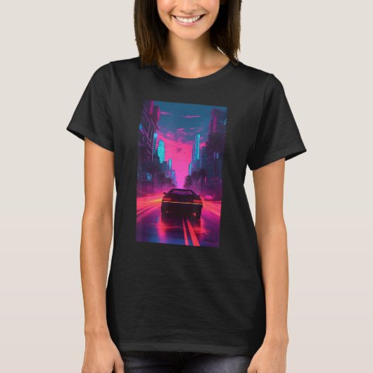 Vaporwave Aesthetic Outrun Synthwave Retrowave T-shirt (Voorkant)