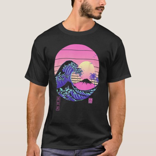 Vaporwave Aesthetic Wave Off Kanagawa Japanese Ret T-shirt (Voorkant)