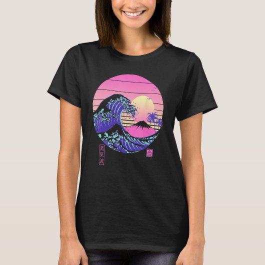 Vaporwave Aesthetic Wave Off Kanagawa Japanese Ret T-shirt (Voorkant)