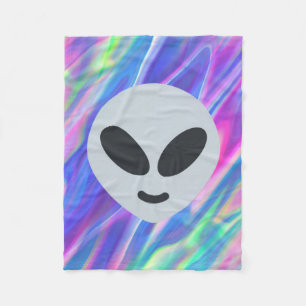 vaporwave alien emoji fleece deken