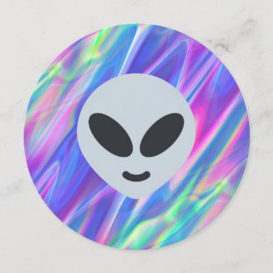 vaporwave alien emoji kaart