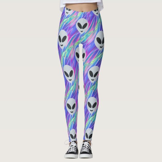 vaporwave alien emoji leggings (Voorkant)