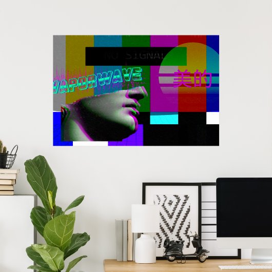 Vaporwave Art Poster | Vaporgolf-esthetisch Poster (Thuiskantoor)