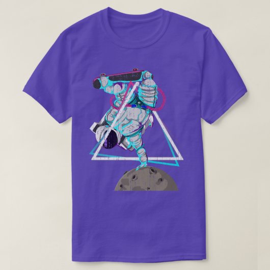 Vaporwave Art Skateboarder Moon Landing Synthwave T-shirt (Design voorkant)