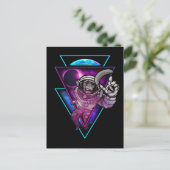 Vaporwave Astronaut Space Art Monkey Banana Briefkaart (Staand voorkant)