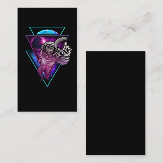 Vaporwave Astronaut Space Art Monkey Banana Visitekaartje (Voorkant / Achterkant)
