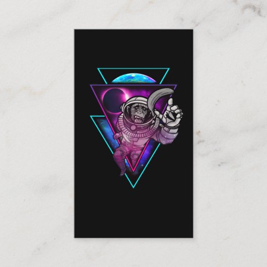Vaporwave Astronaut Space Art Monkey Banana Visitekaartje (Voorkant)
