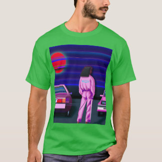 Vaporwave Auto Synthwave Meisje vrienden vriend jo T-shirt