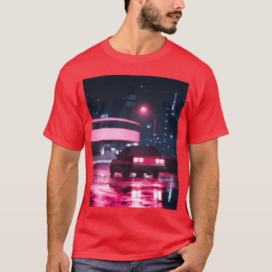 Vaporwave Auto Synthwave Stad familie T-shirt (Voorkant)