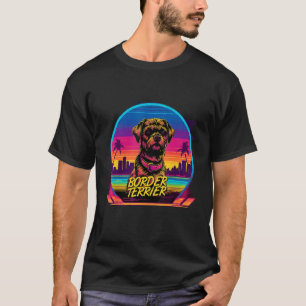 Vaporwave Border Terrier Retro Futuristische Borde T-shirt