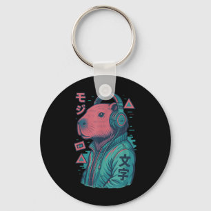 Vaporwave Capybara Japanse kunst Anime Manga Ukiyo Sleutelhanger
