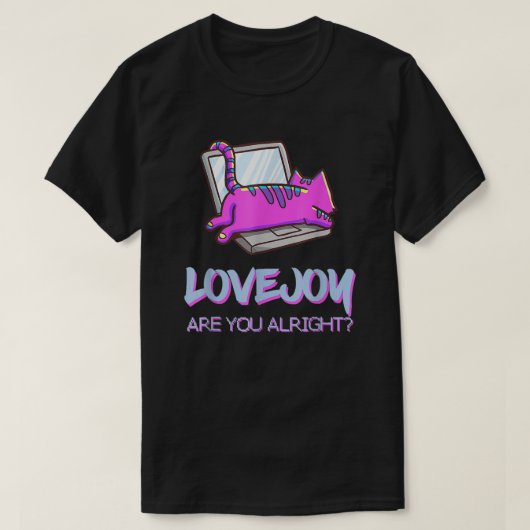 Vaporwave Cat on Laptop Design T-shirt (Design voorkant)