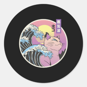 VAPORWAVE CAT RONDE STICKER